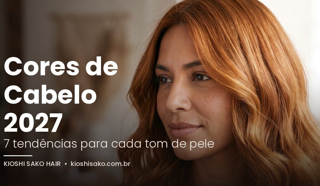 Capa do artigo Cores de Cabelo 2027: mulher com cabelo acobreado dourado